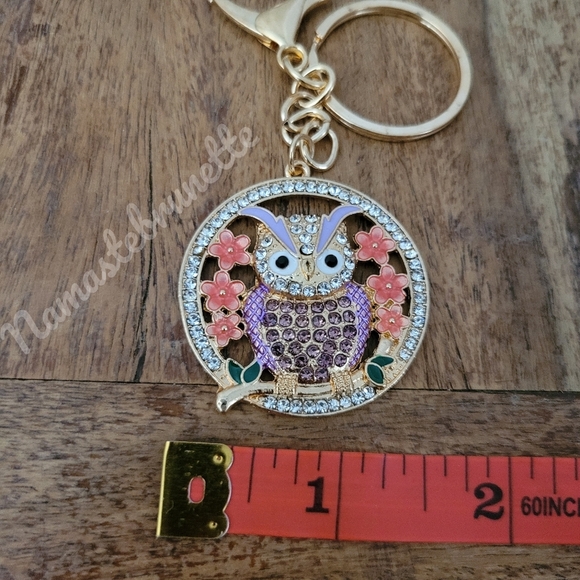 2/$20 Boho Owl Crystal Rhinestone Keychain Bag Charm - Picture 8 of 8
